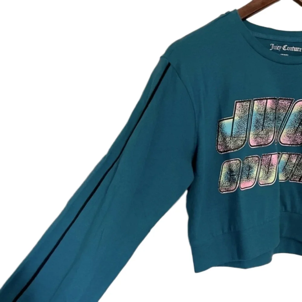 Juicy Couture Saphire Wave Long Sleeve Crop Top Women’s Size XS